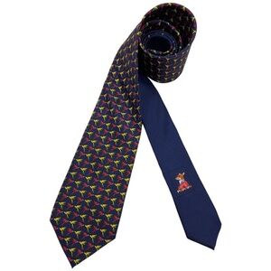 THOMAS PINK Navy Bird Silk LUXURY Tie ITALY